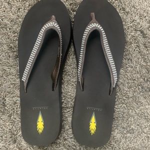 Volatile Woman’s Brown Deering Rhinestone Flip Flops